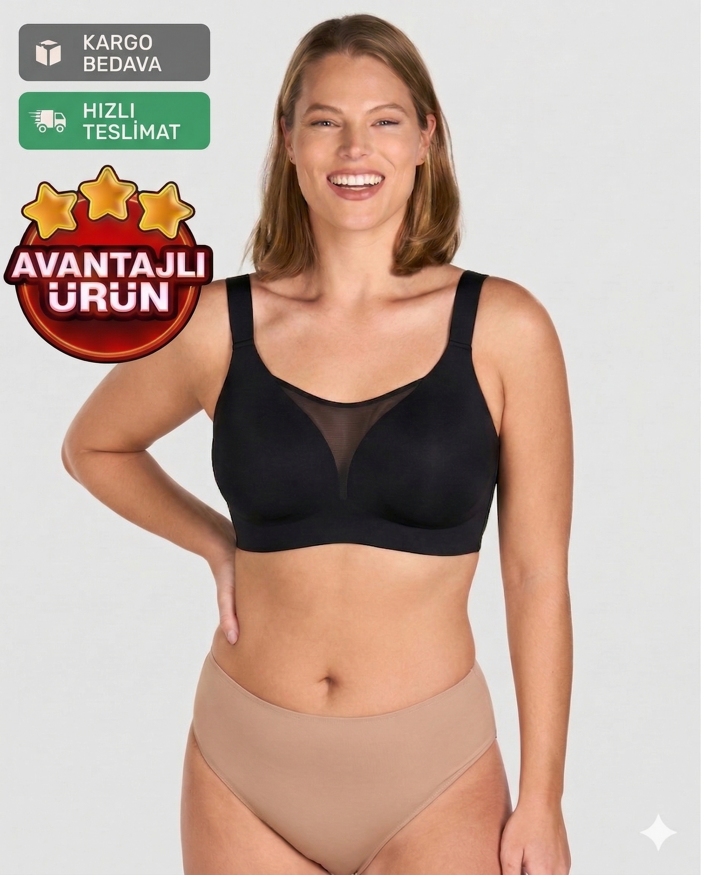 İki Beden İnce Gösteren Göğüs Küçültücü Sütyen – Balensiz Toparlayıcı Günlük Rahatlık