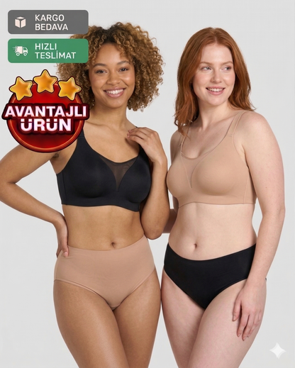 İki Beden İnce Gösteren Göğüs Küçültücü Sütyen – Balensiz Toparlayıcı Günlük Rahatlık
