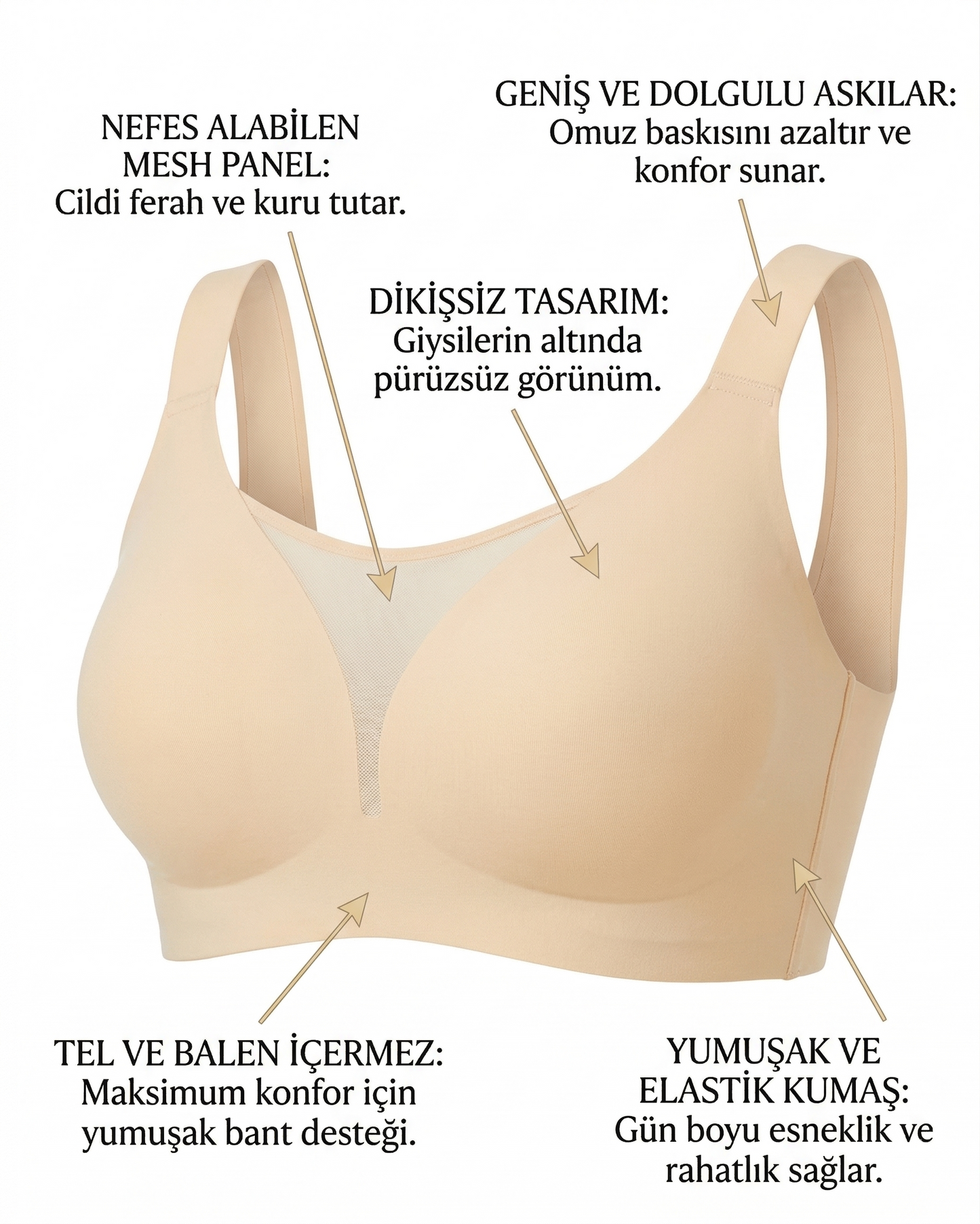 İki Beden İnce Gösteren Göğüs Küçültücü Sütyen – Balensiz Toparlayıcı Günlük Rahatlık