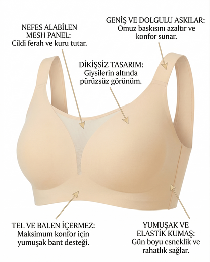 İki Beden İnce Gösteren Göğüs Küçültücü Sütyen – Balensiz Toparlayıcı Günlük Rahatlık
