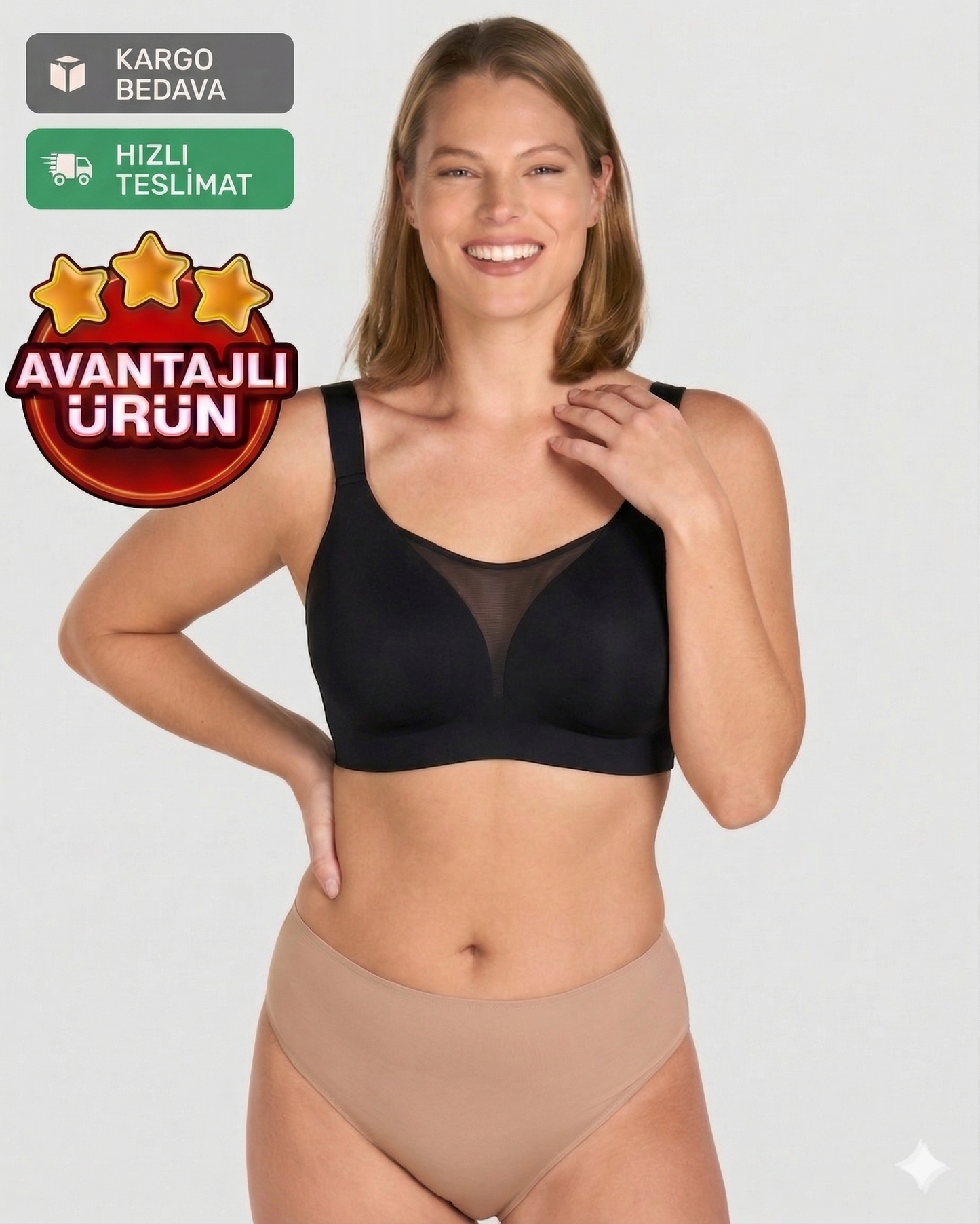 İki Beden İnce Gösteren Göğüs Küçültücü Sütyen – Balensiz Toparlayıcı Günlük Rahatlık